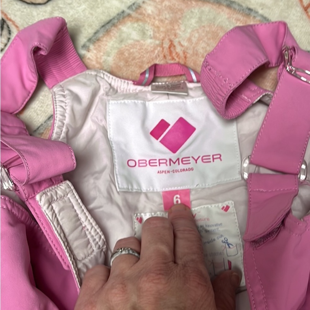 Girls pink Obermeyer Snow pants, 6 - Picture 4 of 6